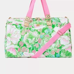 Lilly Pulitzer Weekend Pink & Green Floral Travel Duffel